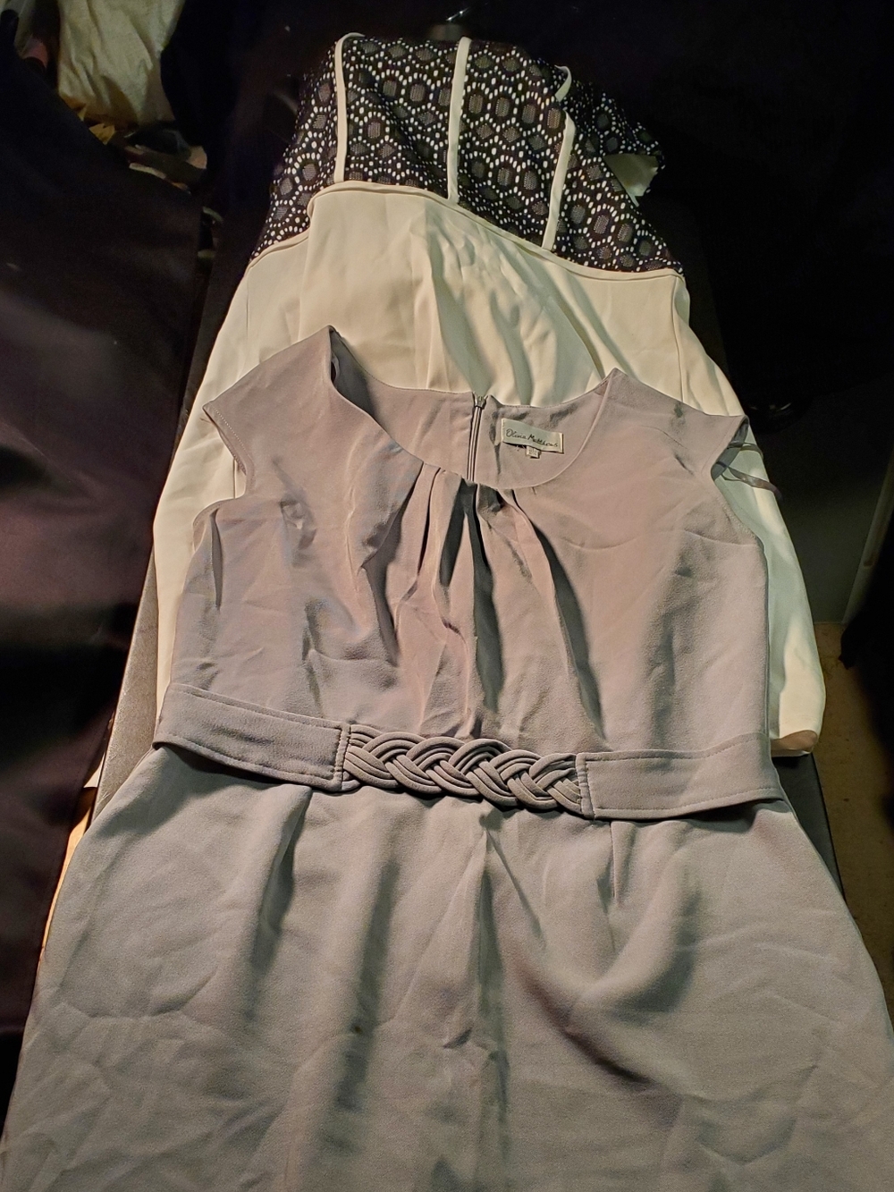 Cato Black/white Size 16 Dress/olivia Matthews Size16 Gray Braided-Belt Dress